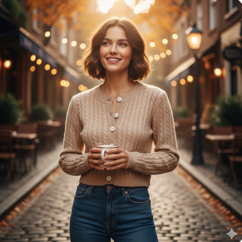 Heartloom Cable Knit Beige Cardigan